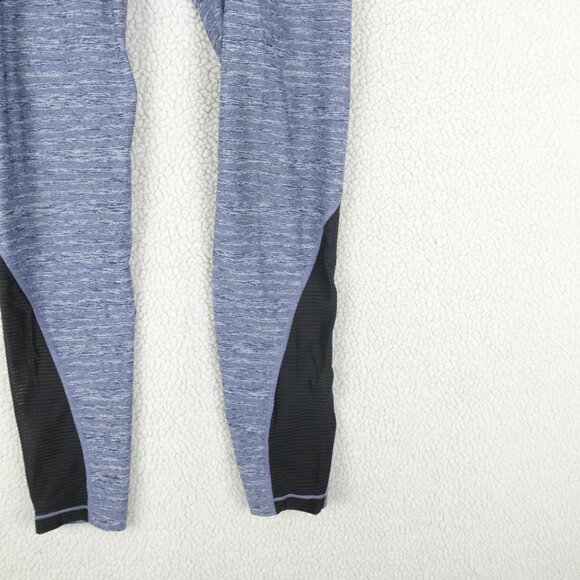 Nike Pro Pants Womens Medium Blue Black Striped COmpression Athletic Peformance - Picture 3 of 10